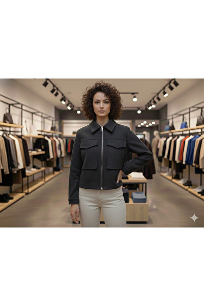 mooishan Novel Regular Fit Pocket Detailed Cashmere Jacket