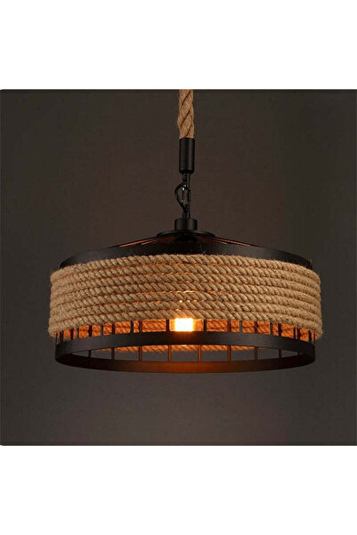 Alista Home Candelabru vintage LV 300/300 BK, 1 x E27, hambar rustic, frânghie și metal, 150 cm, negru