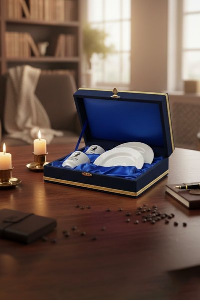 evcime 24 November Teachers' Day Special Series: Velvet Boxed Turkish Coffee Cup Set for 2 People