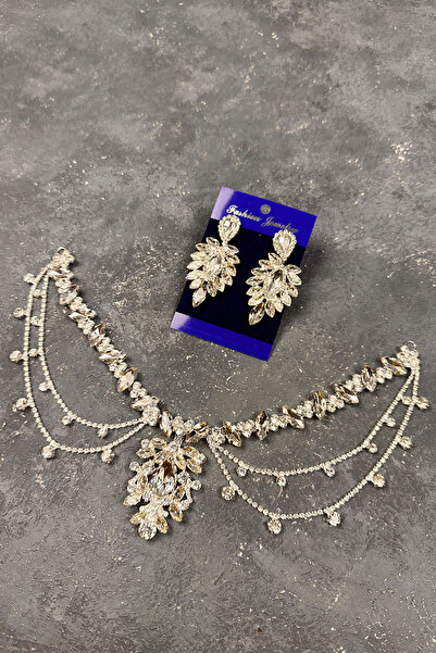 Limelia Set de cercei cu franjuri pentru mireasa Ahu Model, accesoriu pentru ...