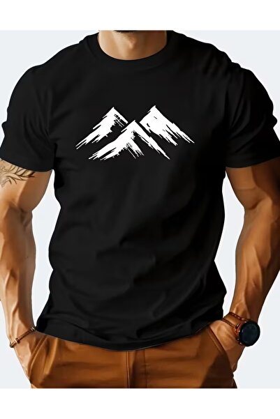 LELVANİ تي شيرت ذو مطبوع نمطًا على شكل قمة جبل مغطاة بالثلوج