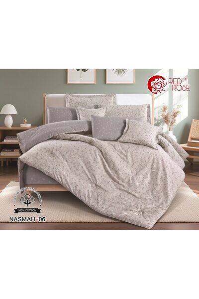 Red Rose مفرش الصيف الفاخر نسمه قطن 100×100 نفرين 8 قطع