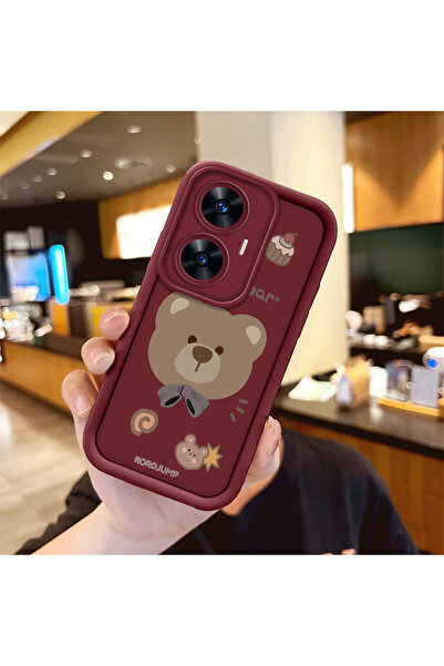 Hontinga حافظة ملونة من مادة السيليكون المتوافقة مع هاتف Realme C55 مضادة للس...