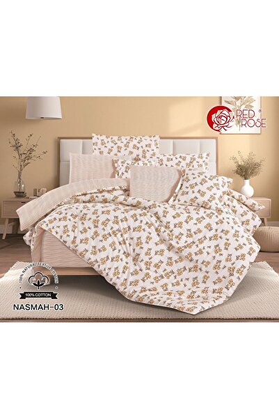 Red Rose مفرش الصيف الفاخر نسمه قطن 100×100 نفرين 8 قطع