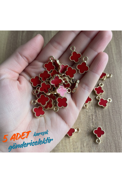 Feron Aksesuar Yonca Kolye Ucu Charm – Altın Renk Metal- Şans Takı Yapımı – (...