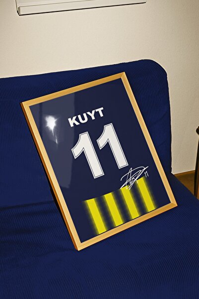 Base Concept Dirk Kuyt 11 İmzalı Sarı Lacivert Forma Poster Tablo (Çerçeveli)
