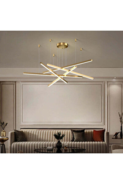 Alista Home Candelabru suspendat LED GINEVRA cu telecomandă 31W, 5 elemente, lumină rece/caldă/neutră, auriu