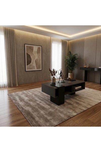 Stylish Home طاولة وسط مودرن بتصميم هندسي — لون رمادي وأسود - CT63-SR