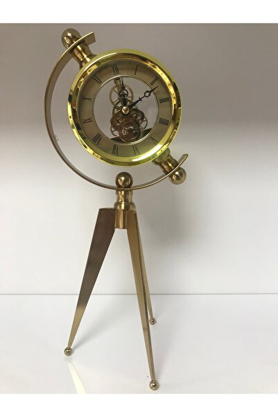NOSTALJİM Tripod Gold Çarklı Masa Saati