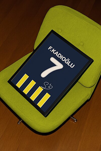 Base Concept Ferdi Kadıoğlu 7 Sarı Lacivert İmzalı Forma Poster Tablo (Çerçev...