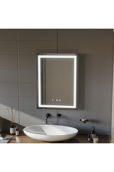 Alista Home Oglindă tactilă LED MODENA, sistem de dezaburire, ceas și termome...