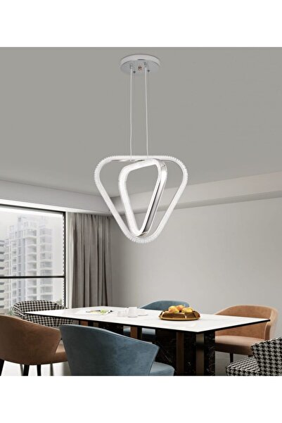 ZFR2025 AKRİLİK TAŞLI 3 RENKLİ KUMANDALI KROM LED Lİ AVİZE