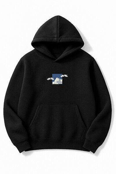 Altair Tr قصة فضفاضة سويت شيرت للجنسين سكاي سكاي مطبوع بغطاء رأس