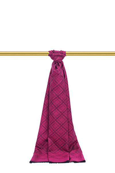 Bursa İpek Şal din mătase jacquard cu model de lanţ fucsia închis