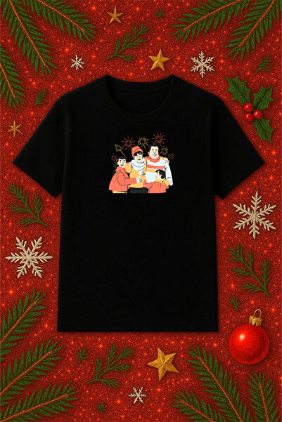 SVART WEAR Μπλουζάκι με θέμα την Πρωτοχρονιά oversized Χριστουγεννιάτικο μπλο...