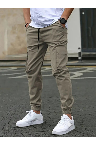 VIKUNYA Men's Cotton Cargo Pants with Side Pockets