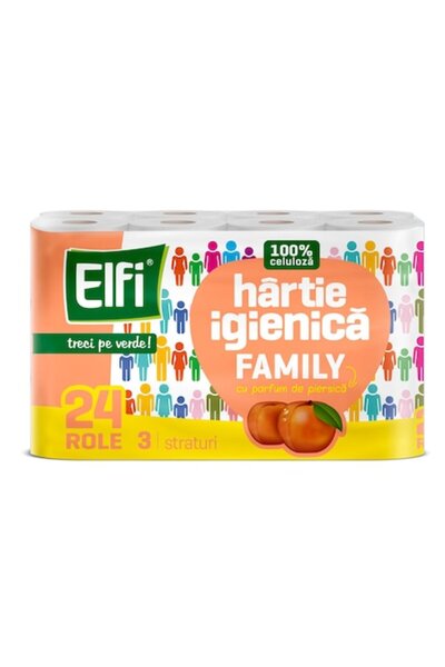 Elfi Hârtie igienică Family Peach, 3 straturi, 24 role