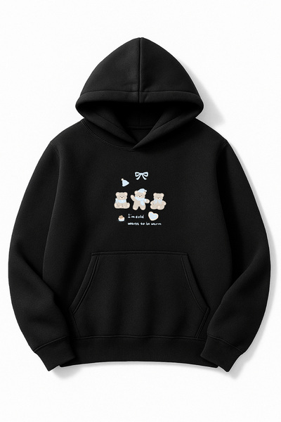 Altair Tr قصة فضفاضة سويت شيرت أزرق للجنسين مطبوع بغطاء رأس