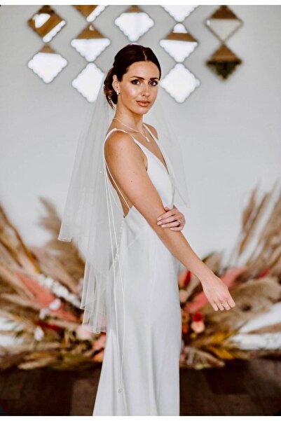 Limelia أوف وايت 1 متر طبقة واحدة صدفي البيضاوي قطع Ovarlok Flounced Veil