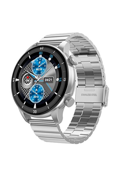 TELZEAL T1 1.5 Inch AMOLED Display Smart Watch With IP67 Waterproof and 4 Pair Strap (Silver)