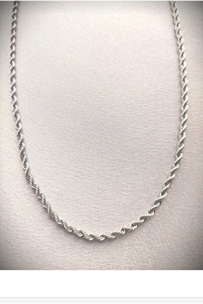shop سلسلة ملتوية فضية اللون للجنسين (65 سم)