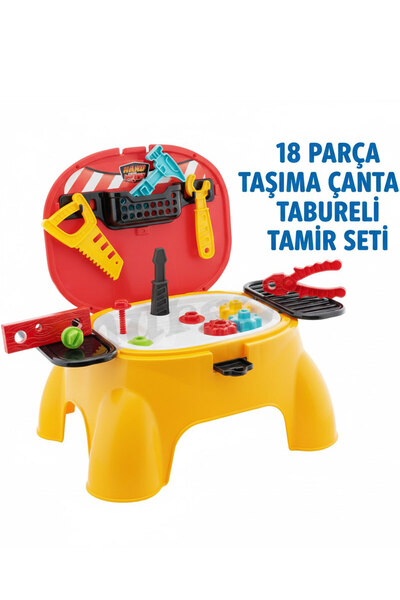 oruçoyuncak Eğitici Meslek Oyunu Alet Çantası 18 Parça Masalı Oyuncak Tamir Seti - Taşıma Çantalı Oturaklı