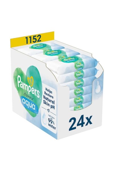 Pampers Șervețele umede Harmonie Aqua, set de 24 de pachete a câte 48 de bucă...