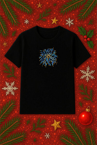 SVART WEAR Μπλουζάκι με θέμα την Πρωτοχρονιά oversized Χριστουγεννιάτικο μπλο...