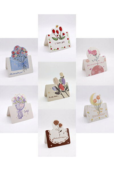 SaraTremo Σετ 8 ευχετήριων καρτών με θέμα τα λουλούδια + 8 φακέλους + 8 αυτοκ...