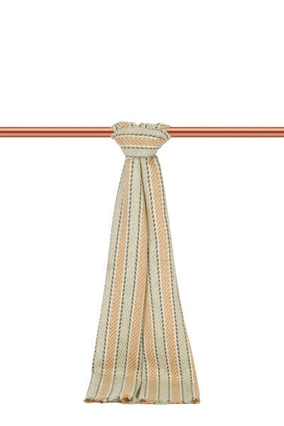 Bursa İpek Kaşkol din lână îngustă cu model bej crem