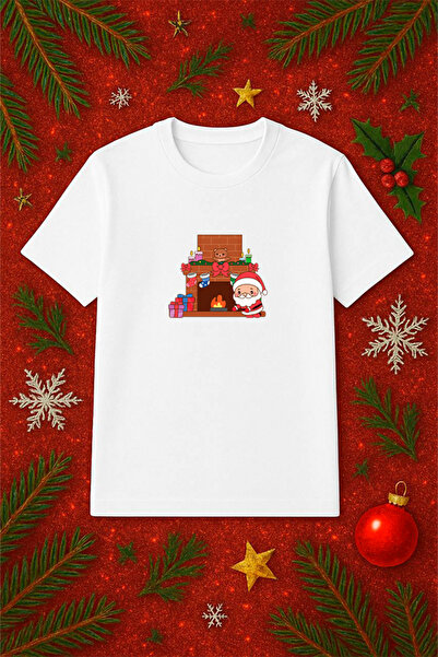 SVART WEAR تي شيرت قصة فضفاضة بطابع السنة الجديدة تي شيرت عيد الميلاد