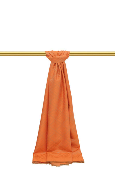 Bursa İpek Μεταξωτό σάλι με πορτοκαλί σχέδιο με αλυσίδα