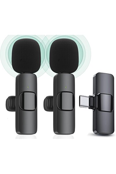 Generic Type-C Wireless Lavalier Microphone for USB-C Android Phones (2 Mics)