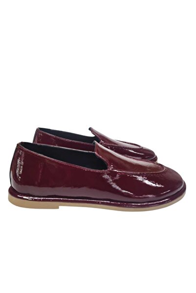 a ayak&kabım official Γνήσιο δέρμα Claret Red λουστρίνι Γυναικεία Loafer Casu...