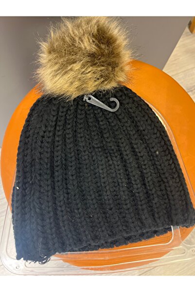 gozdeasutayaccessory Children's Black Knitted Pompom Hat