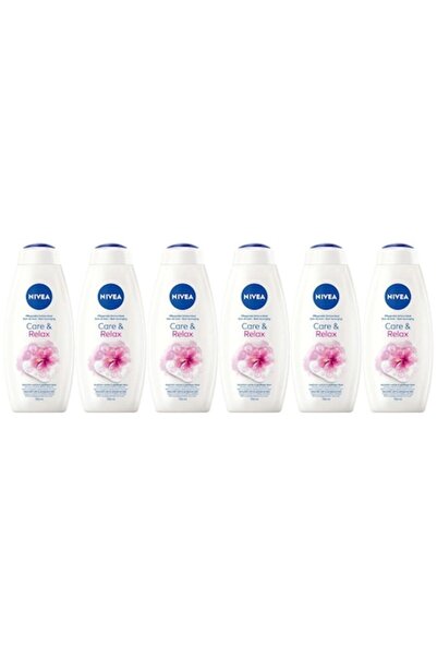NIVEA Set 6 x Gel de duș spumant 2 în 1 Care & Relax 750 ml