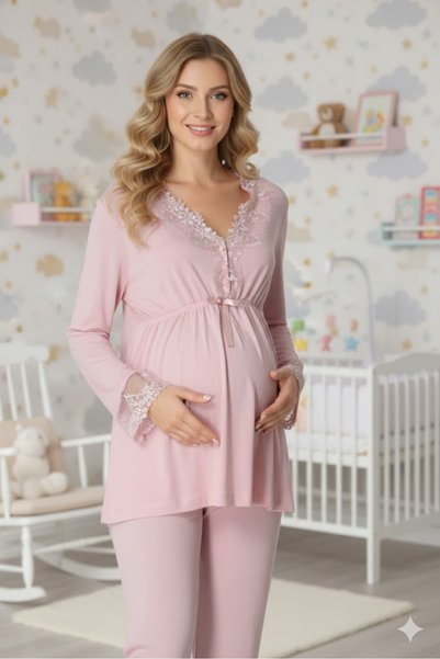LOHOUSE Women's Lace Maternity Pajama Set