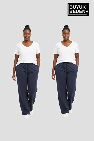 Superlife Women's Plus Size Wide Leg Slim Fit Sweatpants 2-Piece Set – Comfortable Fit Spr26Beak952+2