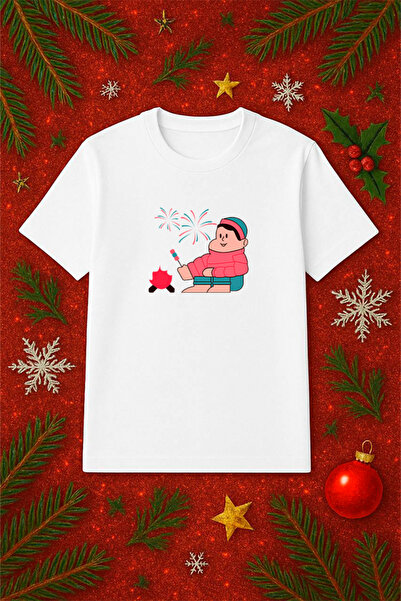 SVART WEAR Μπλουζάκι με θέμα την Πρωτοχρονιά oversized Χριστουγεννιάτικο μπλο...