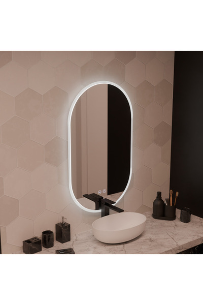 Alista Home Oglindă ovală LED 60 x 80 cm Llexort, tactilă, sistem de dezaburi...