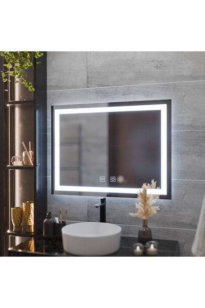 Alista Home Oglindă LED dreptunghiulară, 80 x 60 cm, RADIANTE Touch, sistem d...