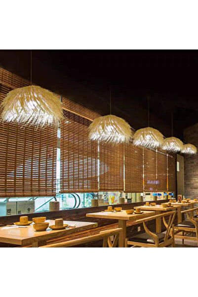 Alista Home Candelabru vintage din paie LV 811, 1x E27, rustic, 100 cm