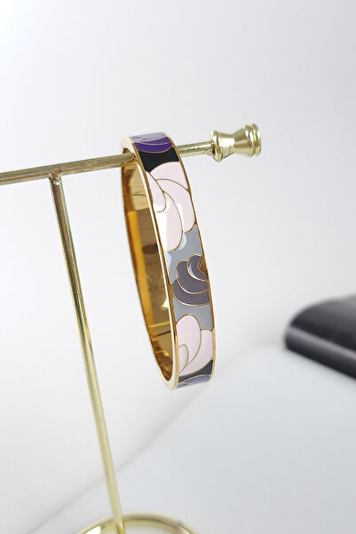 Norevia Çelik Renkli Mineli Yaprak Desenli Bilezik , Kararma Yapma