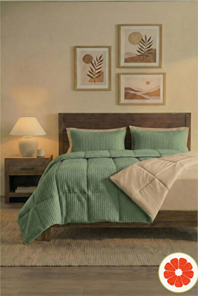 POMELO HOME %100 Pamuk Waffle Uyku Seti | Yorgan + 2 Yastık Kılıfı + Çarşaf |...