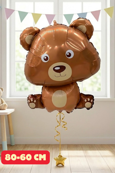 Baloncu Dede Teddy Bear Patterned Foil Helium Balloon Lover and Special Day B...