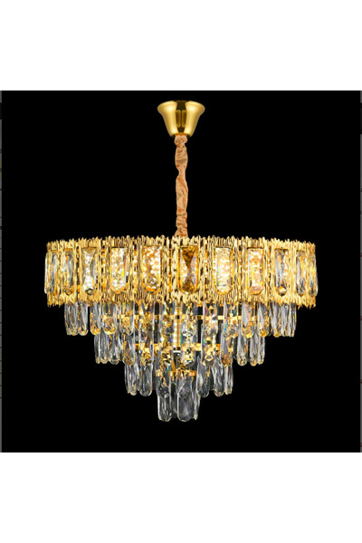 Alista Home Crystal Chandelier BELVEDERE Eleganza 8 x E14, Diameter 49 cm, Glossy Gold, Adjustable Height