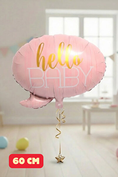 Baloncu Dede Pink Hello Baby Written Foil Balloon Baby Shower Gender Reveal P...