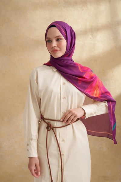 ARMANDA Mürdüm Cotton Modal Shawl 3382