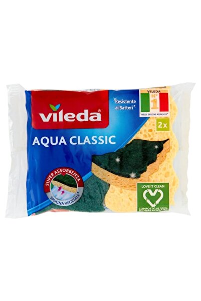 Vileda Burete Aqua Classic, Vileda, 2 bucăți, celuloză vegetală absorbantă, p...