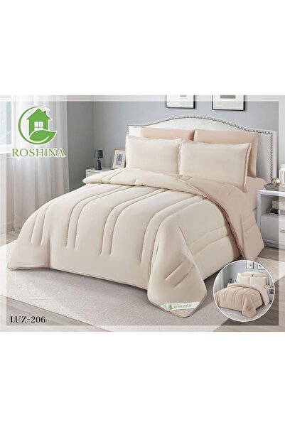 ROSHNA Plain summer bedspread, double size, 6 pieces, double-sided